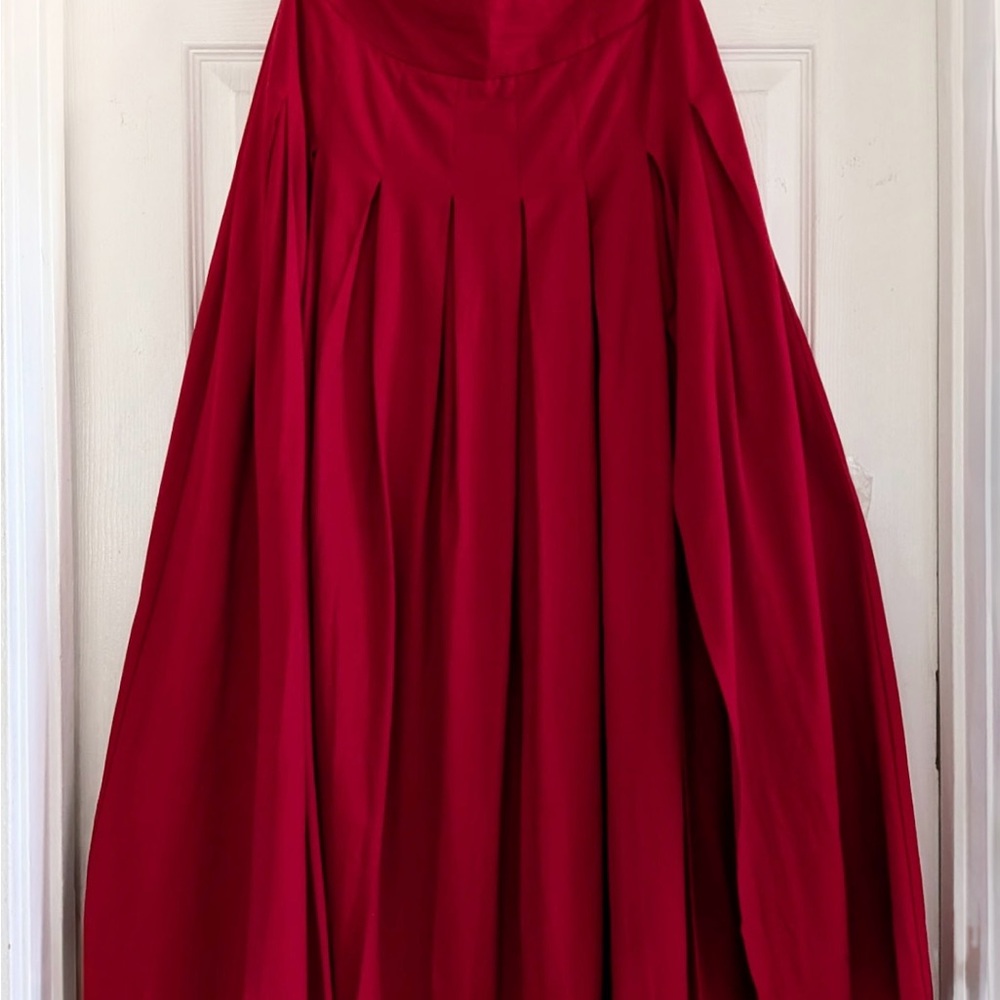 Commense Cotton & Linen Pleated Slit Skirt - Picture 10 of 13